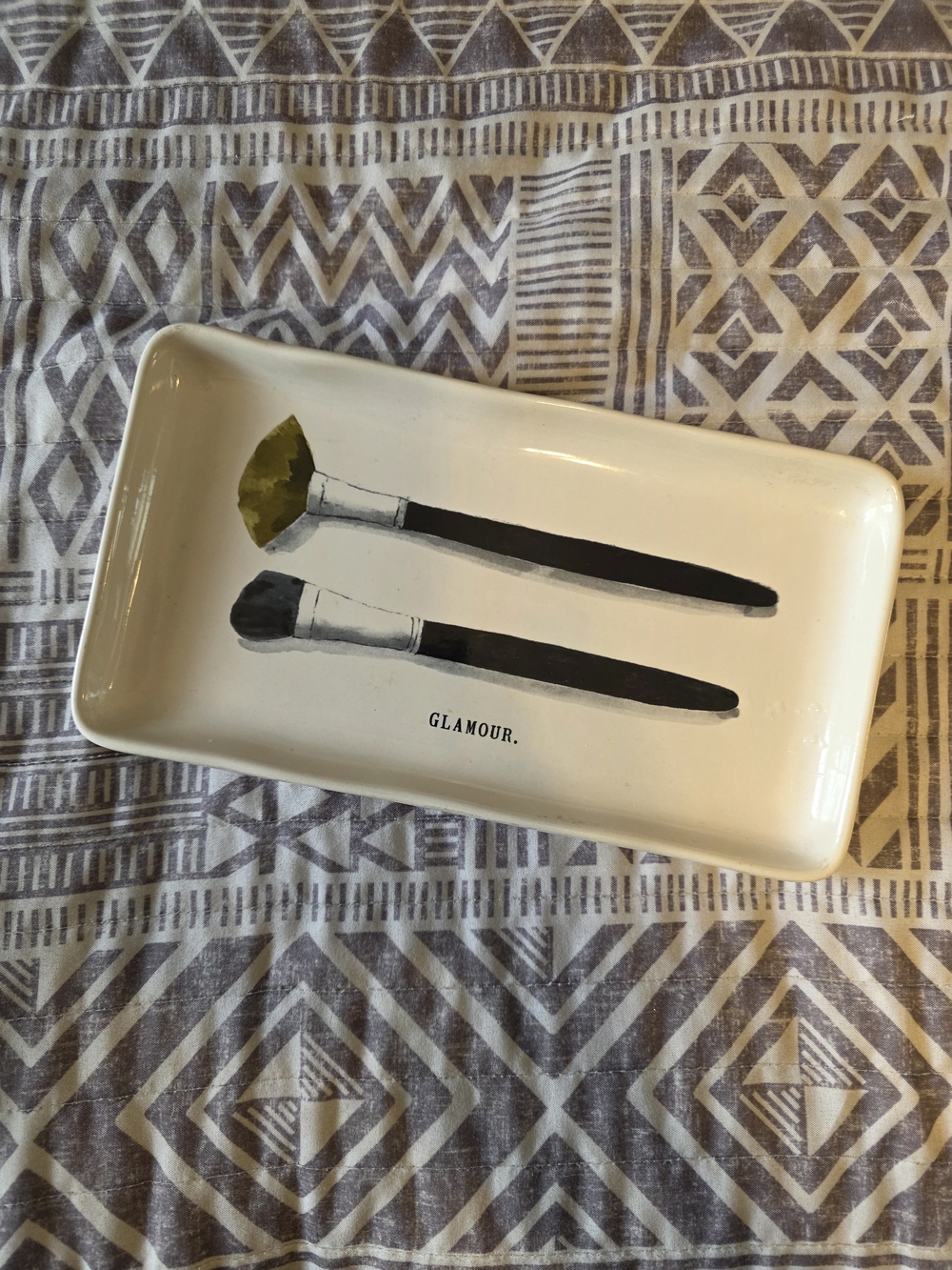 Rae Dunn Ceramic Vanity Tray - Cream and Black